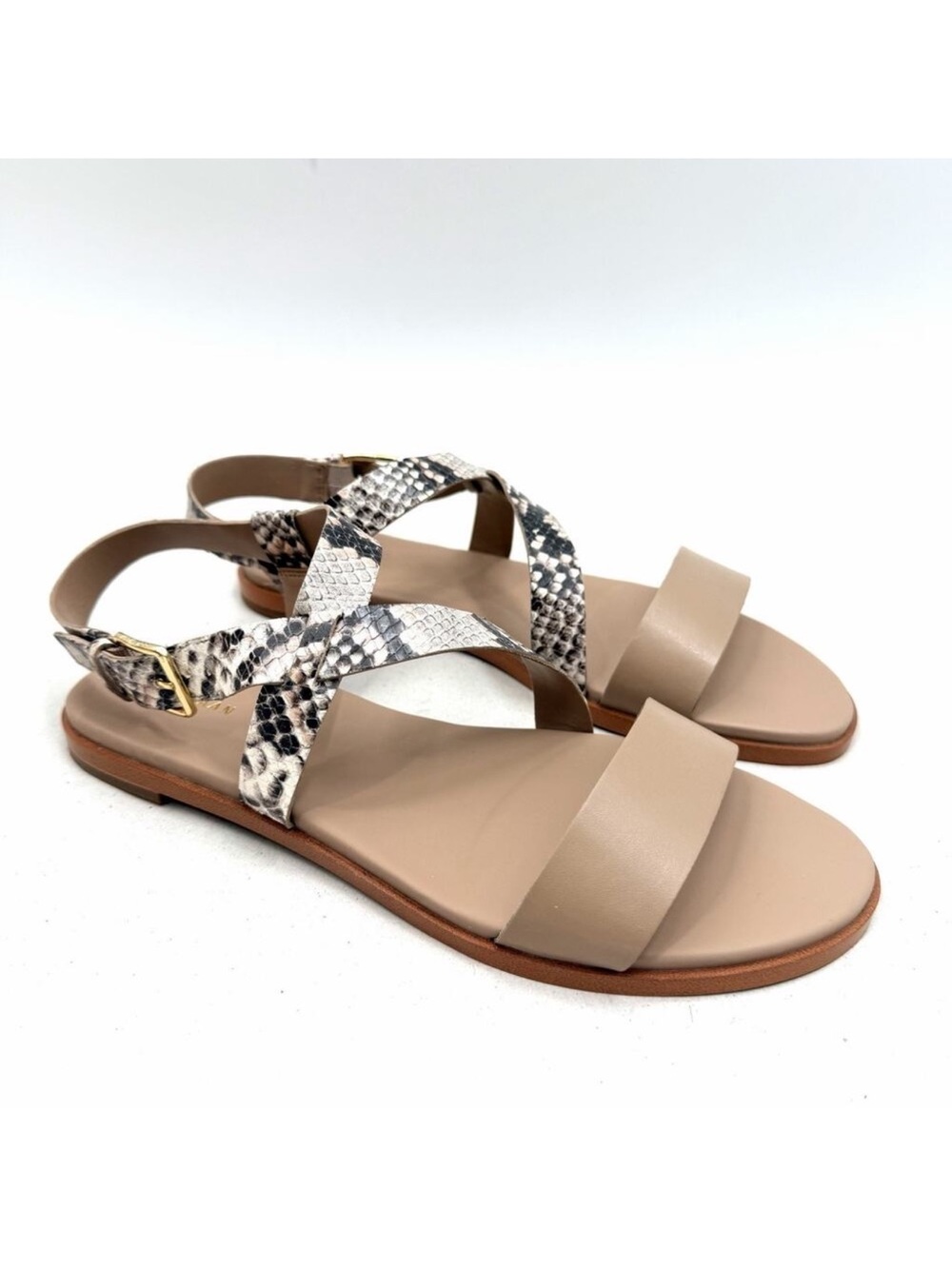 Cole Haan Findra Strappy Flat Sandal Python Print Leather Women Size 9.5